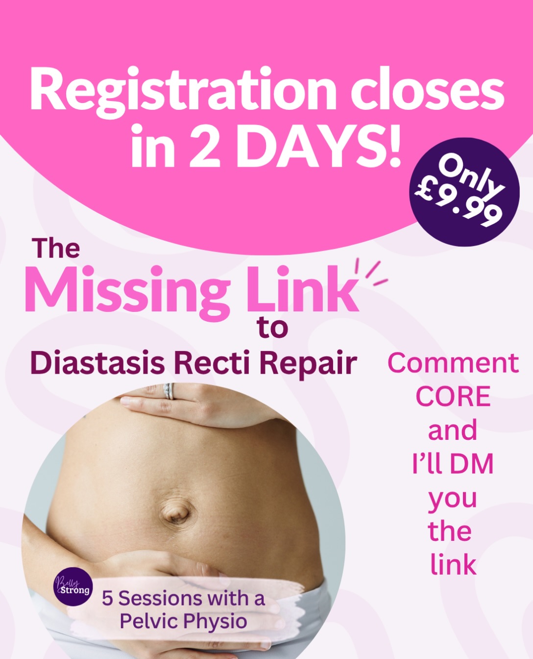 We start next Monday and you only have 2 more days to join! Comment CORE and I’ll send you all the info you need. 

We’re going to be exploring breath, pelvic alignment, posture, ribcage mobility, the pelvic floor - all the things that you didn’t know might be making your ab separation worse. 

This is not something you’re going to get from a generic diastasis repair program. If you’ve ever wondered what a pelvic physio would teach you and how it would change things, this is your opportunity. 

I would love to see you there. The link is also in my bio 💪🏽 

#diastasisrecti #pelvicphysio #postpartumrecovery #postpartumbody #womensfitness